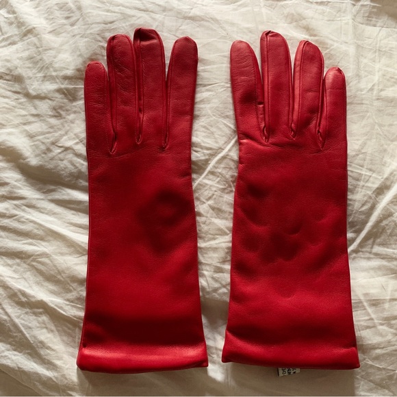 Red leather gloves size 8 - Picture 1 of 4